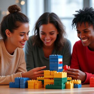 Équipe passionnée de modélisme et briques de construction
