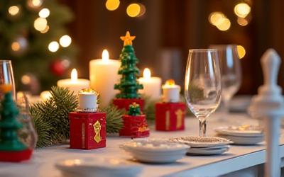Décorations de table de Noël créatives en briques