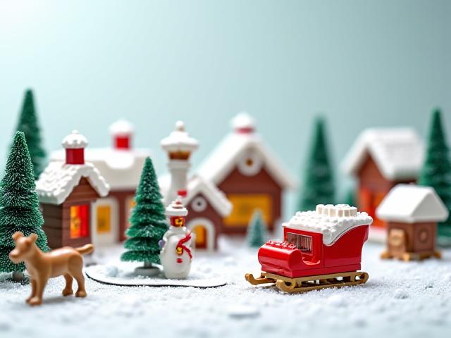 Le Village Hivernal à Construire, un calendrier de l'Avent avec des scènes de neige et de petits bâtiments à assembler