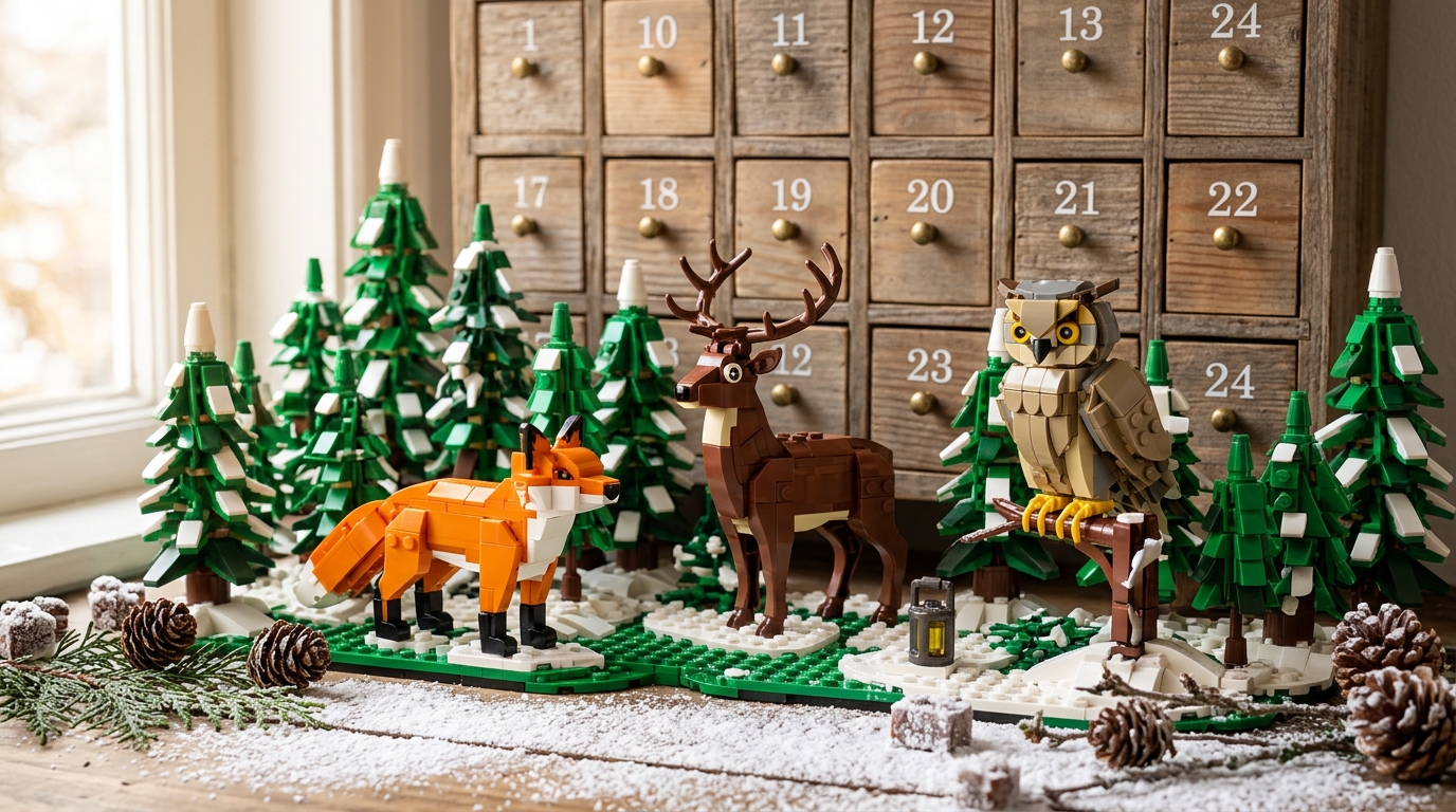 Calendrier de l'Avent en briques sur le thème des animaux et de la nature